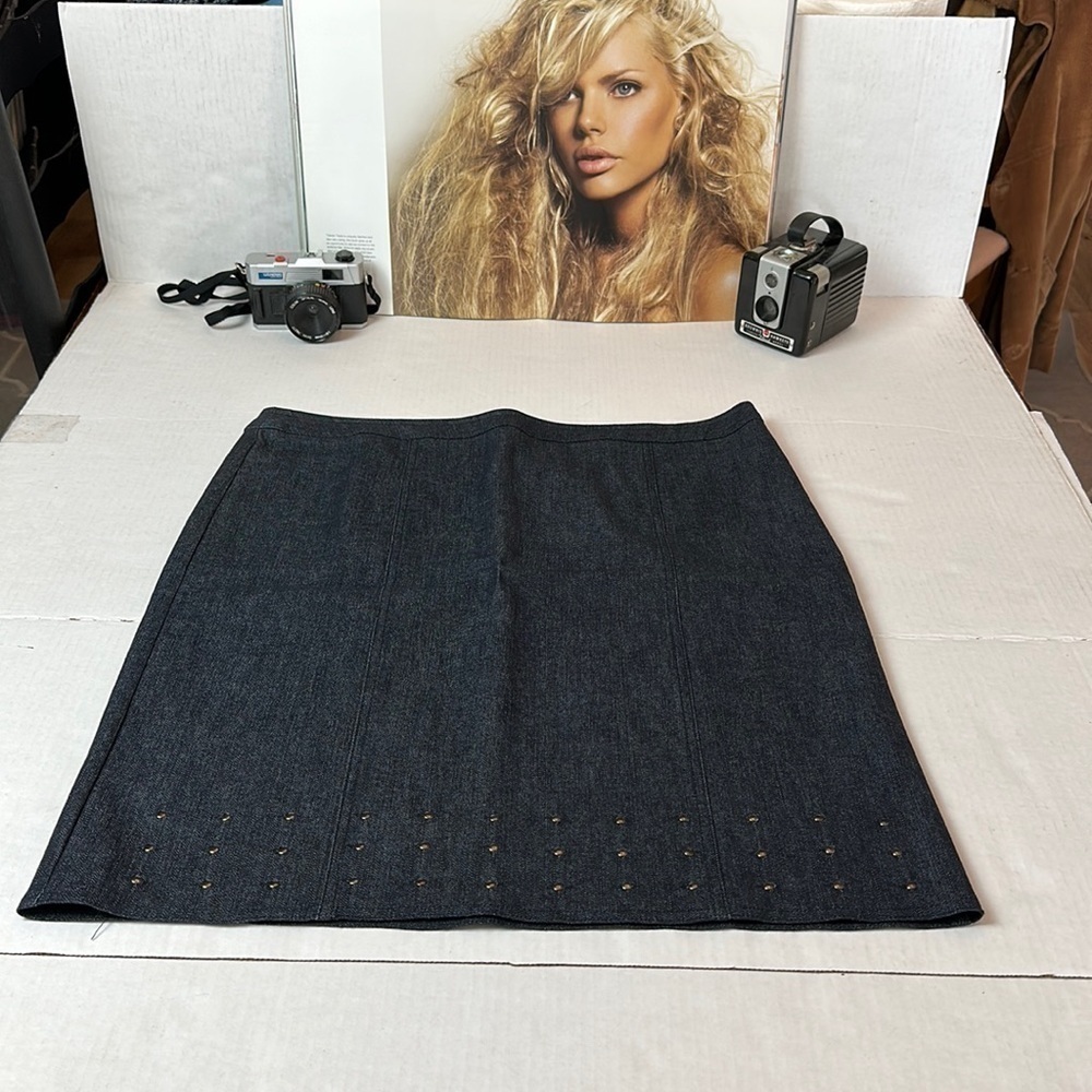 Y2K NY&C Studded Dark Wash Denim Mini Skirt Size 12 Rodeo Western Cowgirl